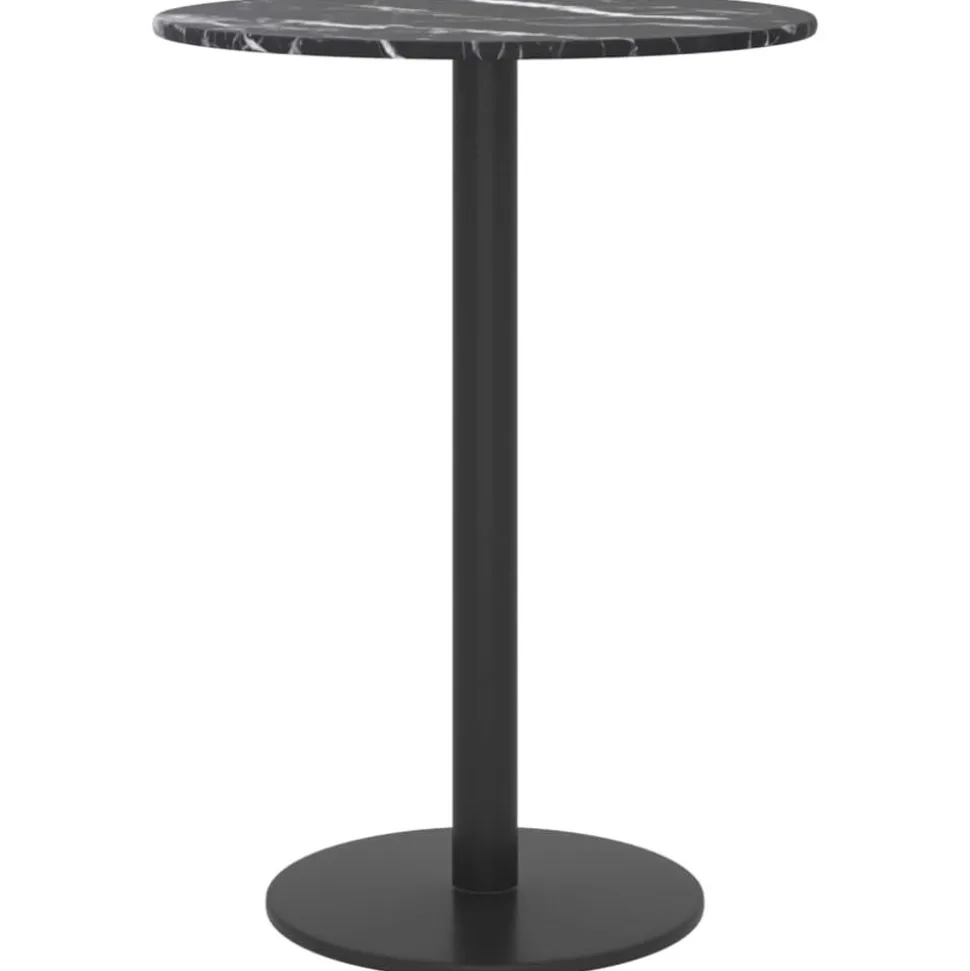 vidaXL Tafelblad Ø30x0,8 cm gehard glas met marmerontwerp zwart