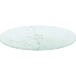 vidaXL Tafelblad Ø30x0,8 cm gehard glas met marmerontwerp wit