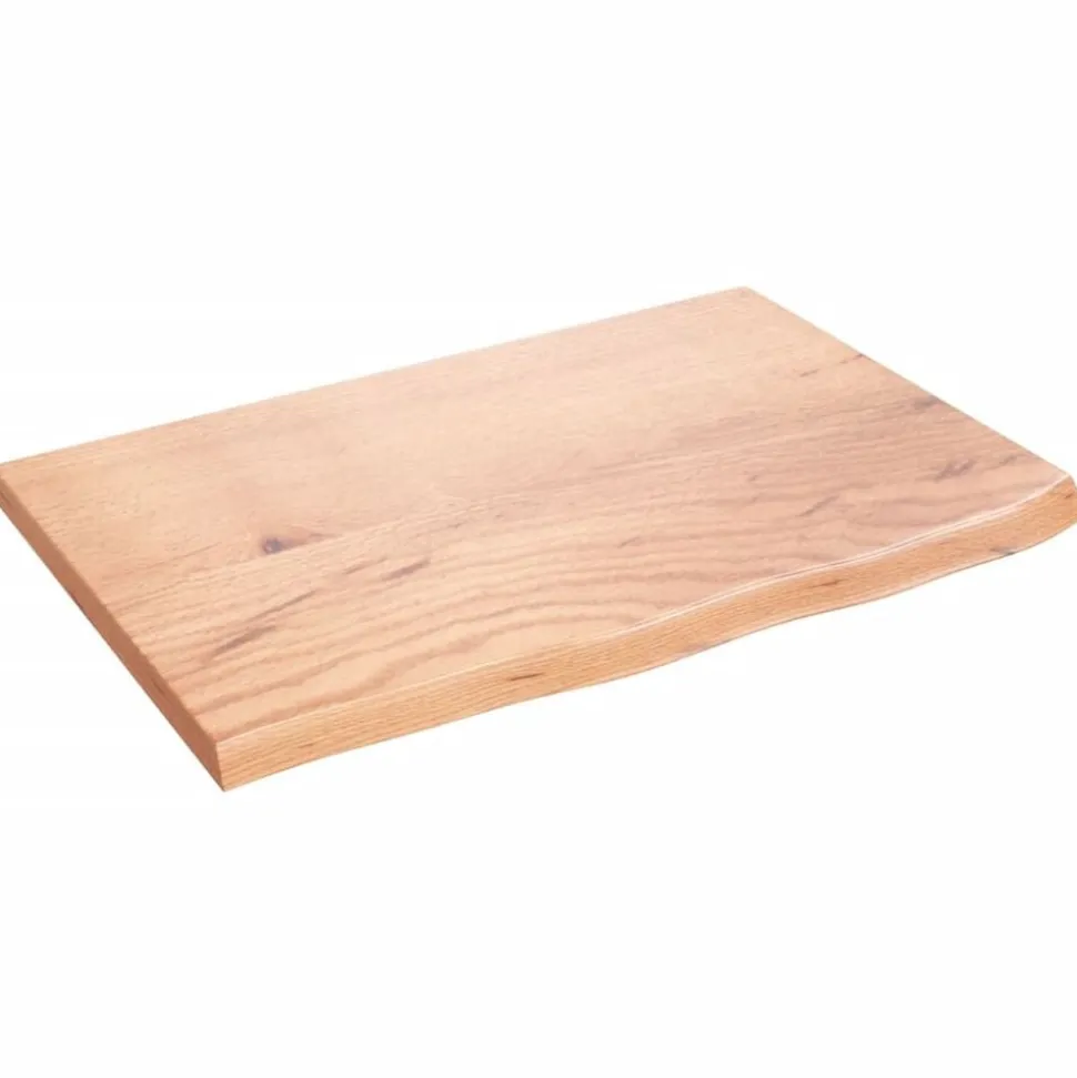vidaXL Tafelblad 60x40x2 cm behandeld massief eikenhout lichtbruin