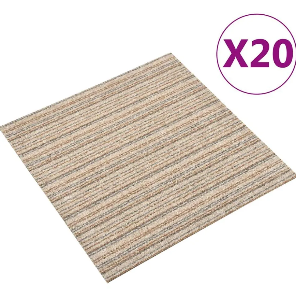 vidaXL Tapijt 20 pcs Gestreept Beige 50 x 50 cm 100% Polypropyleen