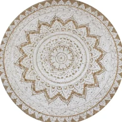 vidaXL Tapijt met print rond 90 cm gevlochten jute