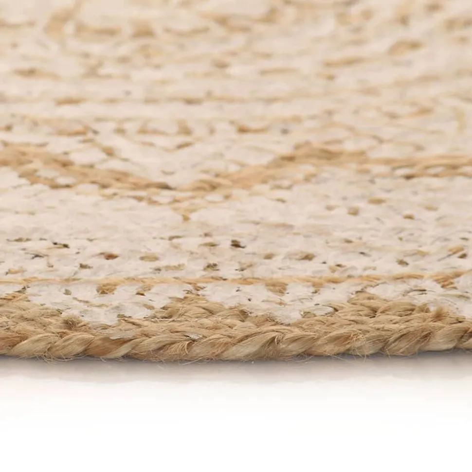 vidaXL Tapijt met print rond 90 cm gevlochten jute