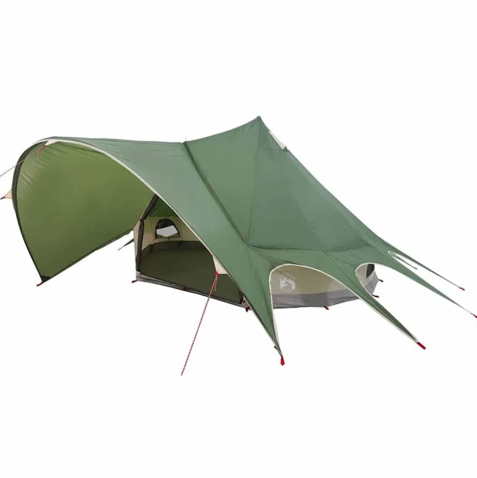 vidaXL Teepee Tent 3-Person met dak Groen en Grijs 312 x 312 x 197 cm