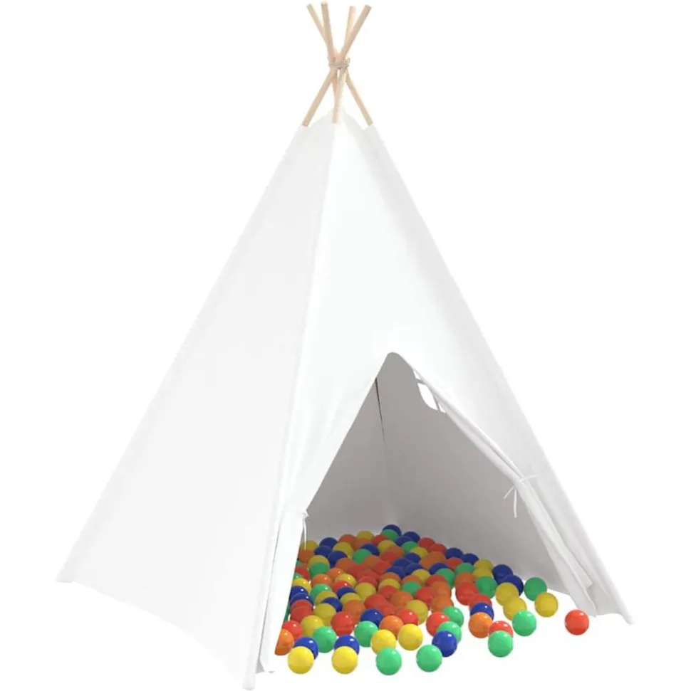 vidaXL Teepee Tent Wit 120 x 120 x 150 cm Stof en Plastic