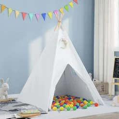 vidaXL Teepee Tent Wit 120 x 120 x 150 cm Stof en Plastic