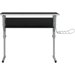 vidaXL Tekentafel 110x53x(58-87) cm bewerkt hout en staal zwart/grijs
