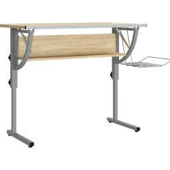 vidaXL Tekentafel 110x53x(58-87) cm bewerkt hout en staal eiken/grijs