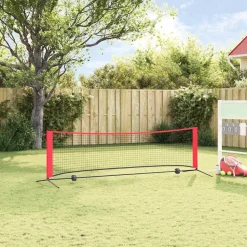 vidaXL Tennisnet Zwart en Rood 301 x 90,5 x 87 cm Polyester