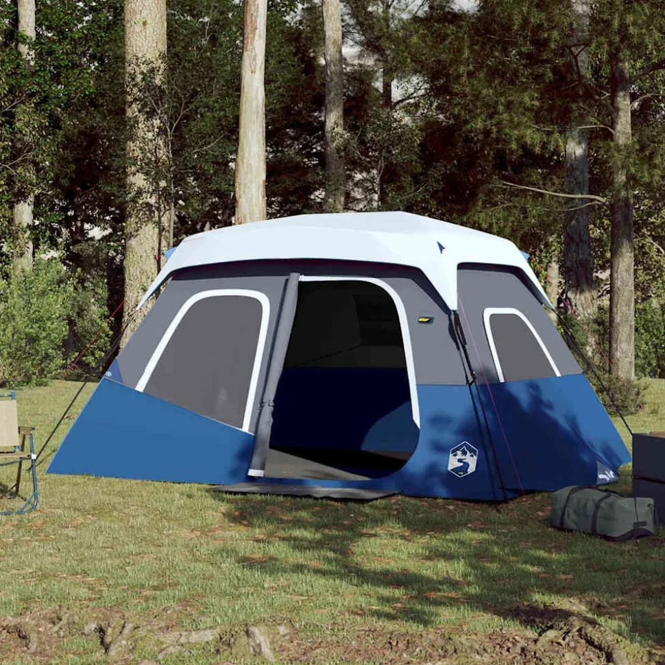 vidaXL Tent met LED 6-persoons snelontgrendeling lichtblauw
