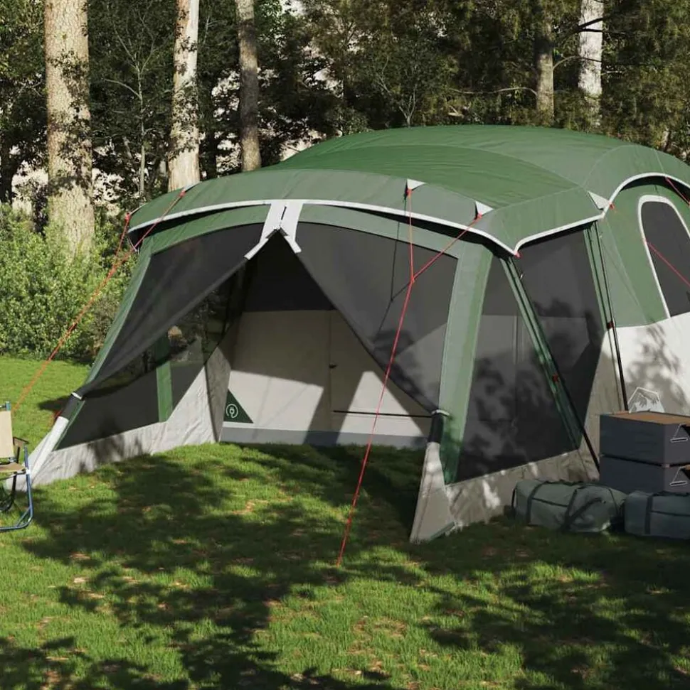 vidaXL Tent met luifel 4-persoons waterdicht groen