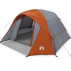 vidaXL Tent 4-persoons waterdicht grijs en oranje