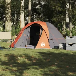 vidaXL Tent 4-persoons waterdicht grijs en oranje