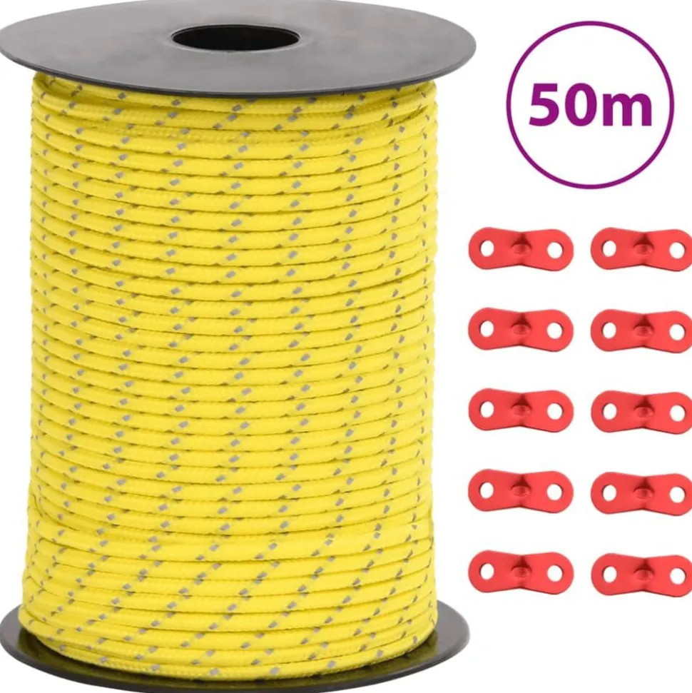 vidaXL Tentscheerlijn met reflecterende strips en spanners 50 m 3 mm