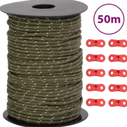 vidaXL Tentscheerlijn met reflecterende strips en spanners 50 m 3 mm