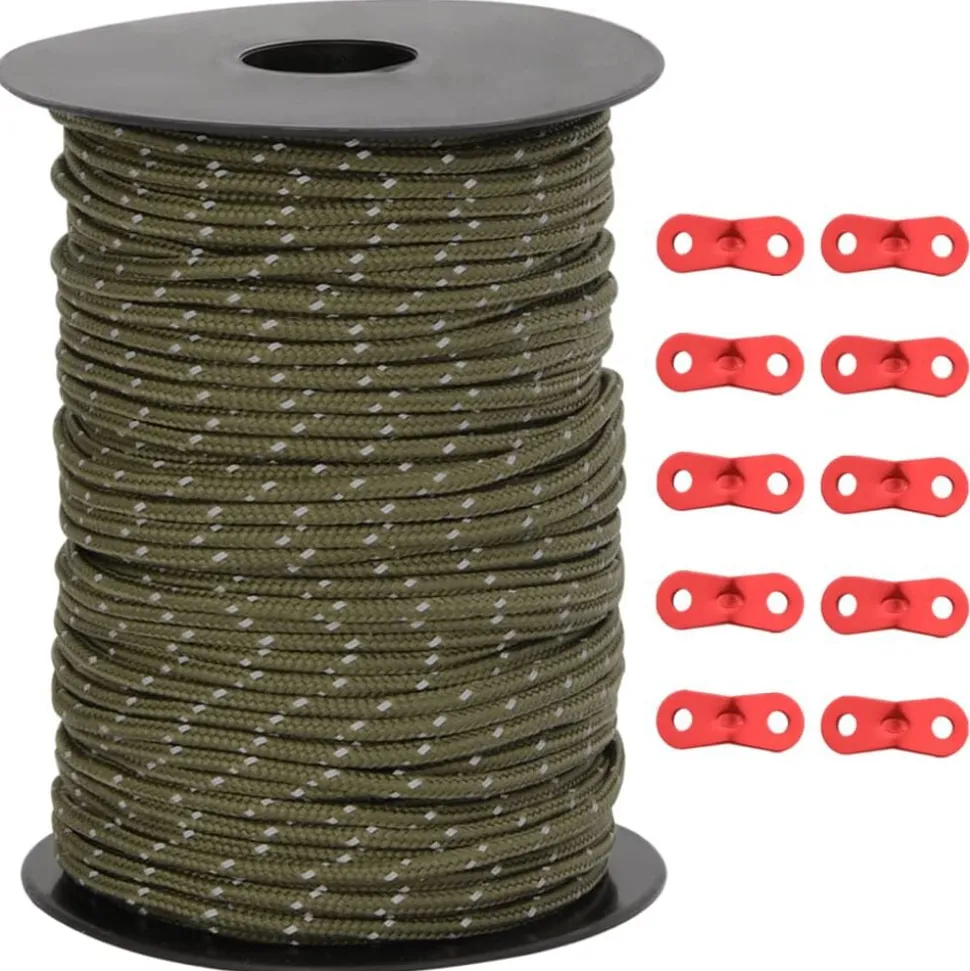 vidaXL Tentscheerlijn met reflecterende strips en spanners 50 m 3 mm