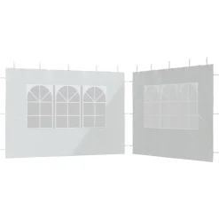 vidaXL Tentwanden met raam PE wit 2 st