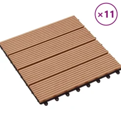 vidaXL Terras Tegel 11 pcs Teakhout 30 x 30 cm WPC