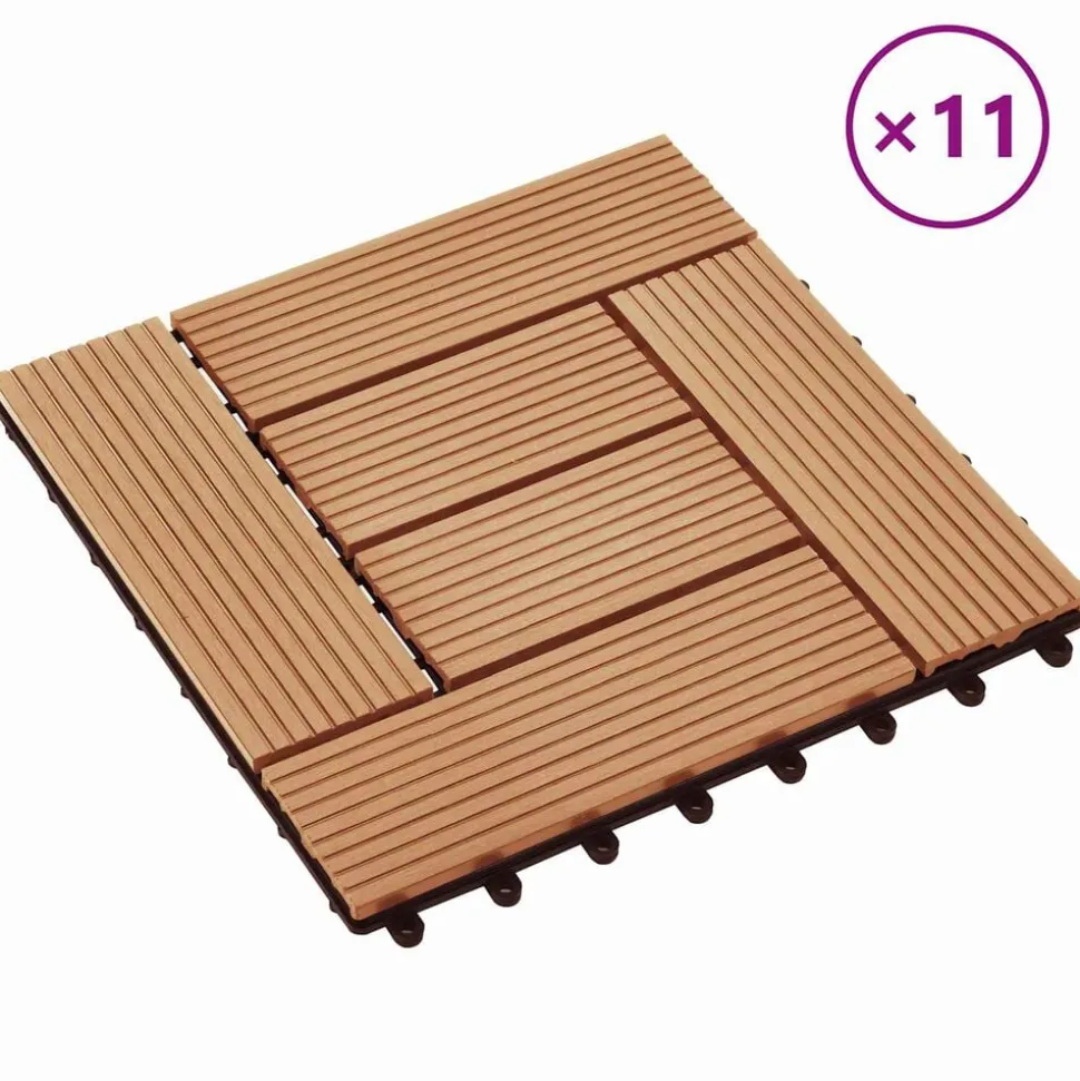 vidaXL Terras Tegel 11 pcs Teakhout 30 x 30 cm WPC