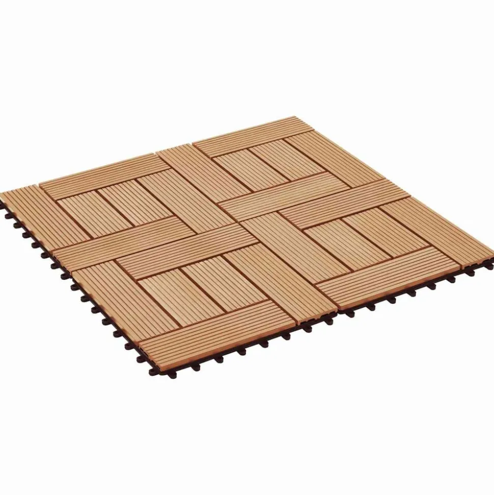 vidaXL Terras Tegel 11 pcs Teakhout 30 x 30 cm WPC