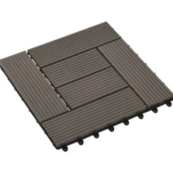 vidaXL Terras Tegel 11 pcs Donkerbruin 30 x 30 cm WPC