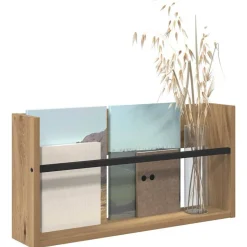 vidaXL Tijdschrift Rek Artisan Eiken 60 x 12 x 30 cm Bewerkt hout
