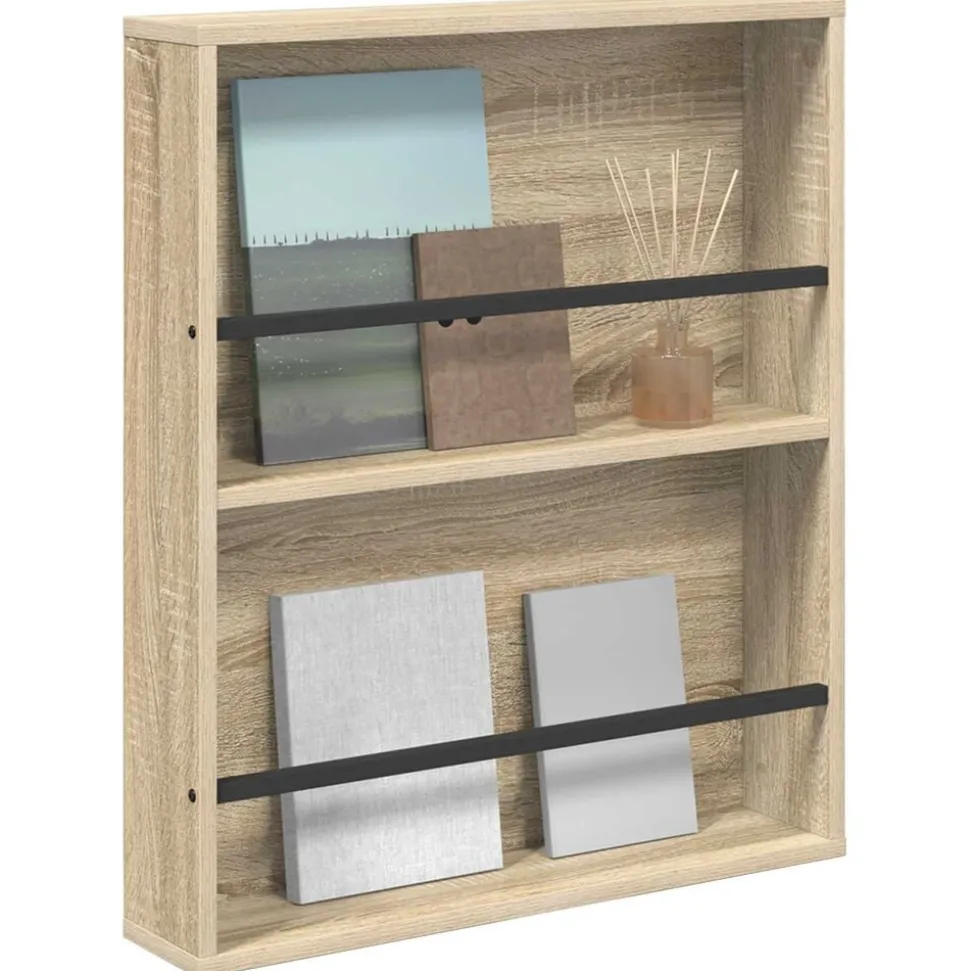 vidaXL Tijdschrift Rek Sonoma Eiken 60 x 12 x 70 cm Bewerkt hout