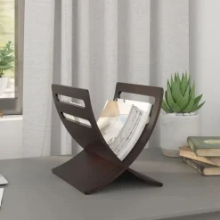 vidaXL Tijdschriftenrek vloermodel hout bruin