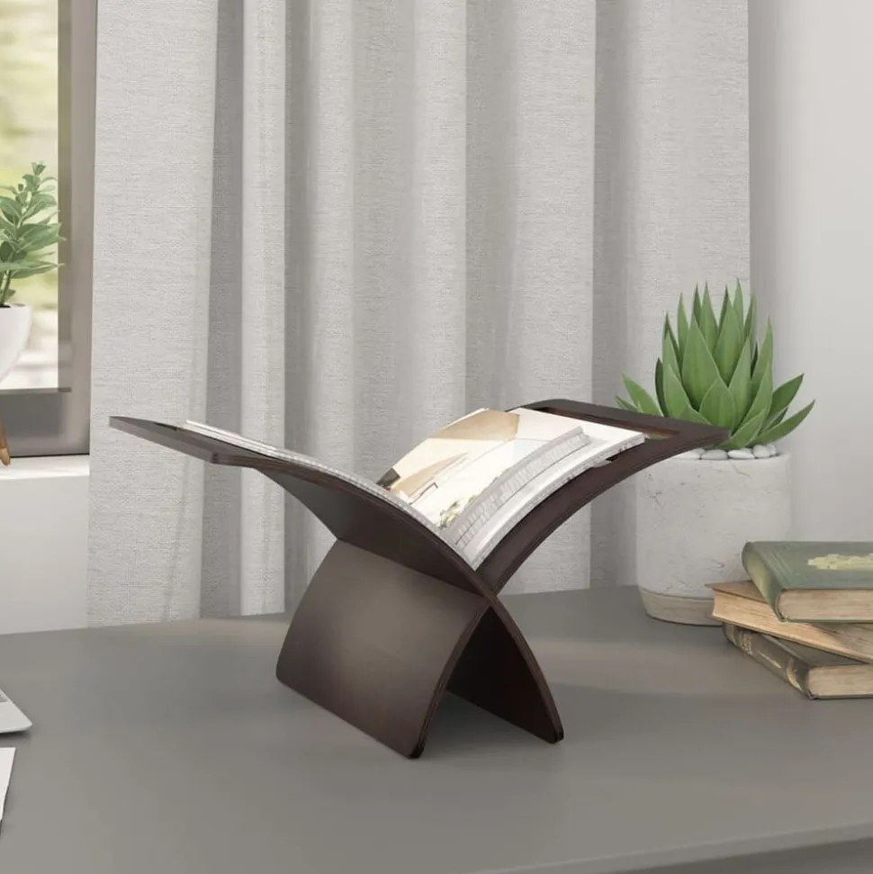 vidaXL Tijdschriftenrek vloermodel hout bruin