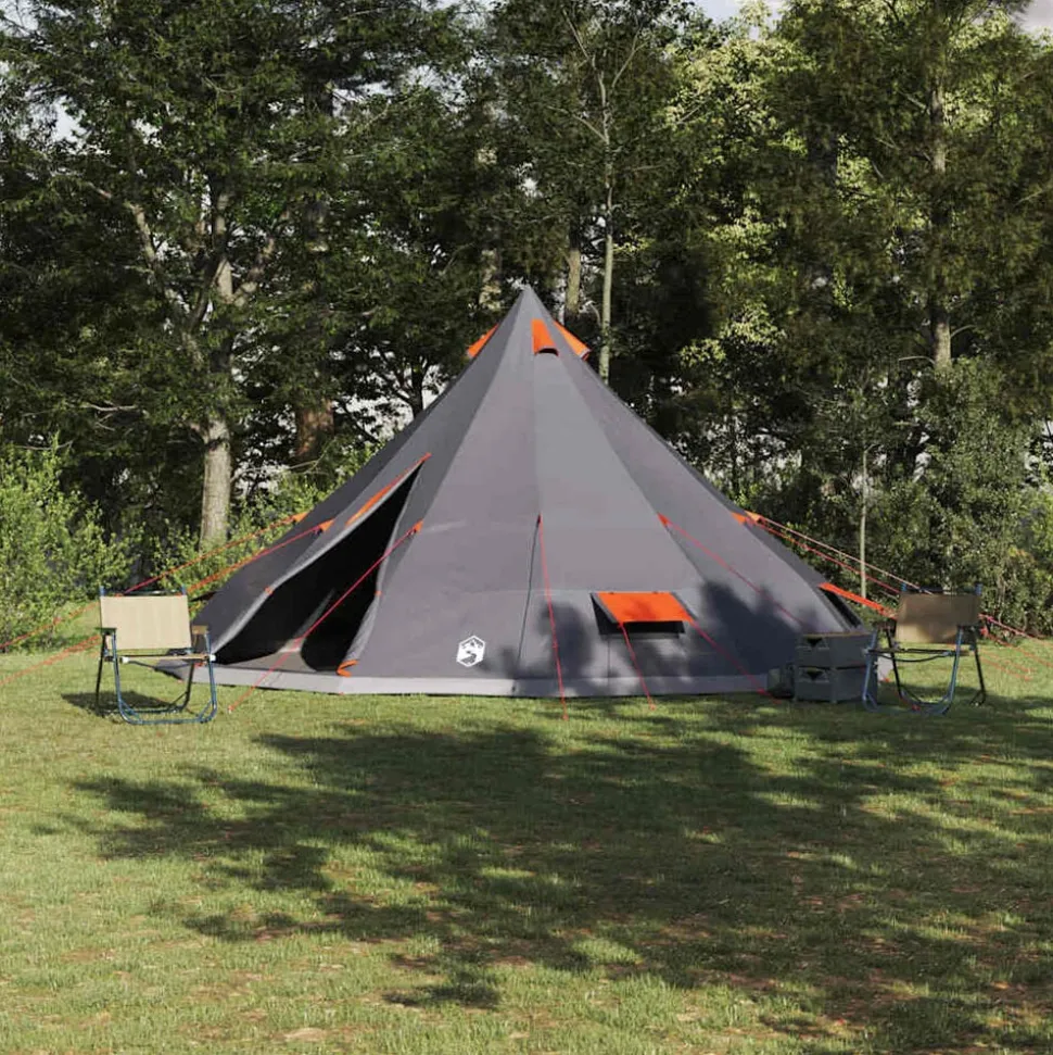 vidaXL Tipi Tent met dak Grijs en Oranje 560 x 560 x 300 cm taft