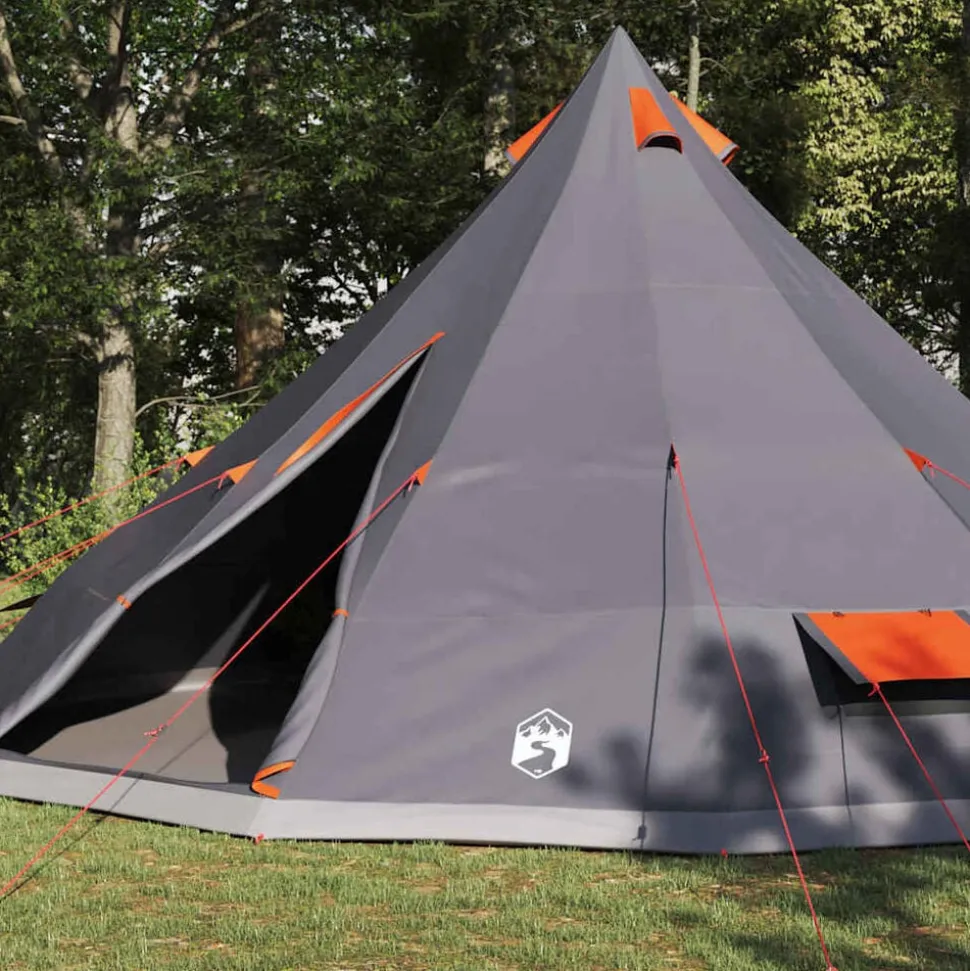 vidaXL Tipi Tent met dak Grijs en Oranje 560 x 560 x 300 cm taft