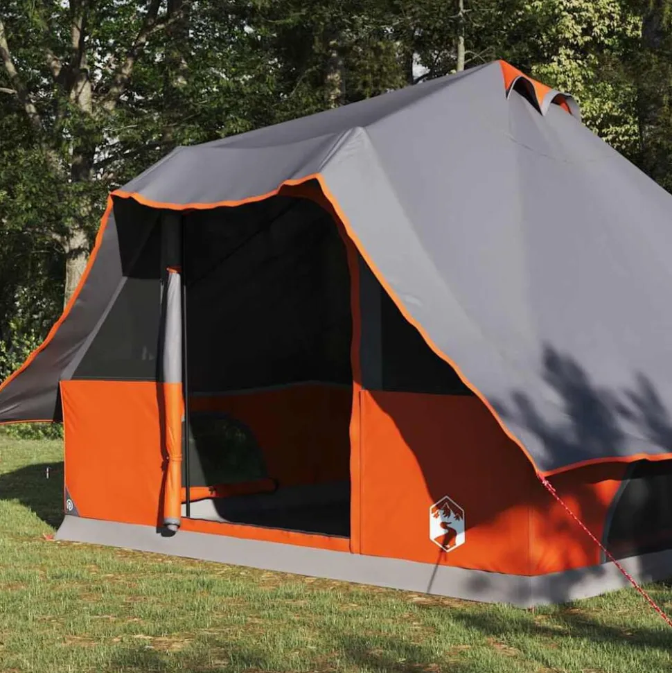 vidaXL Tipi Tent met dak Grijs en Oranje 358 x 296 x 258 cm taft