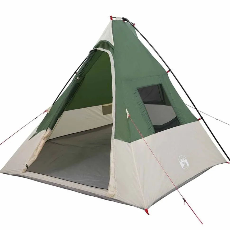 vidaXL Tipi Tent met dak met opslag Groen 383 x 338 x 217 cm taft