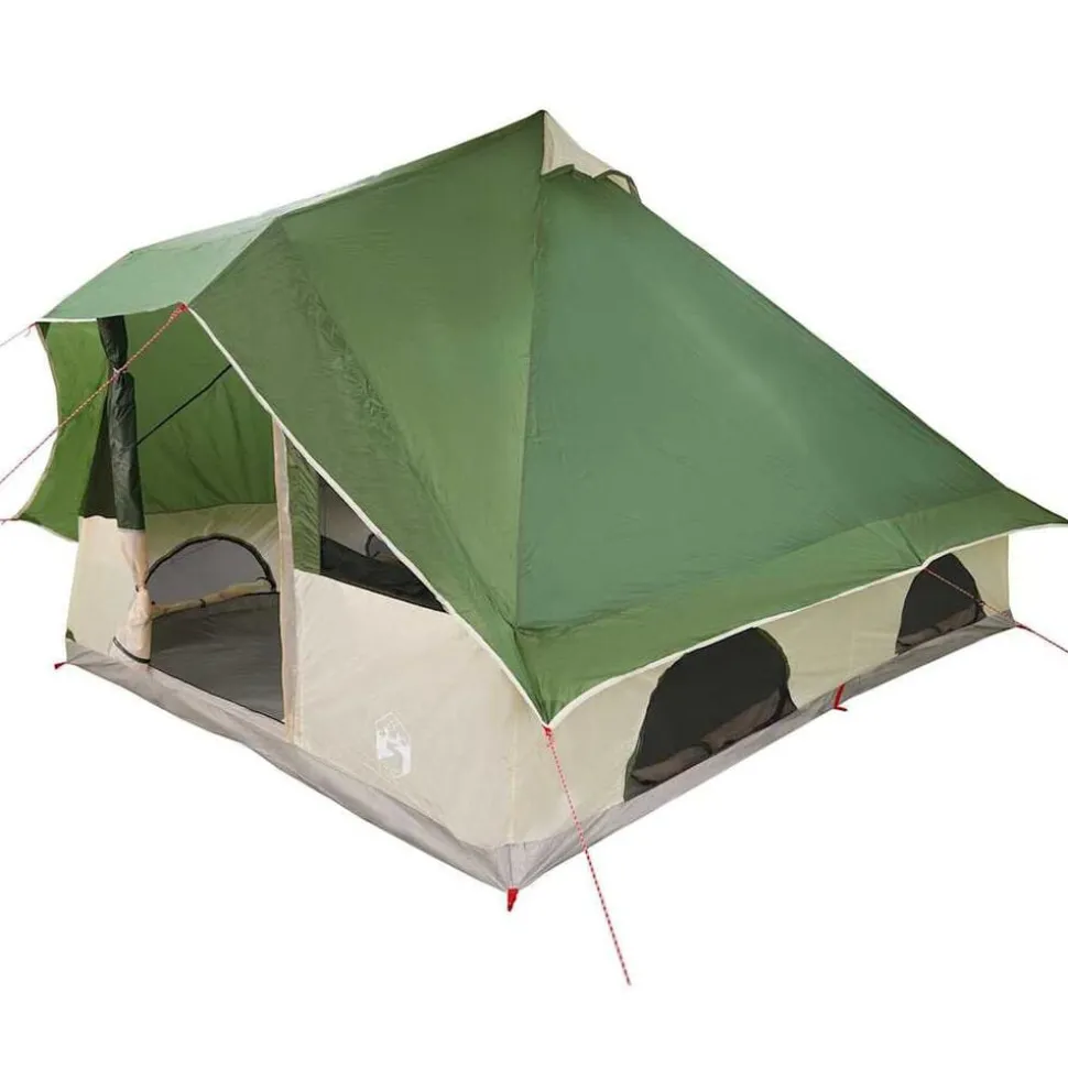 vidaXL Tipi Tent met dak met opslag Groen 358 x 296 x 258 cm taft