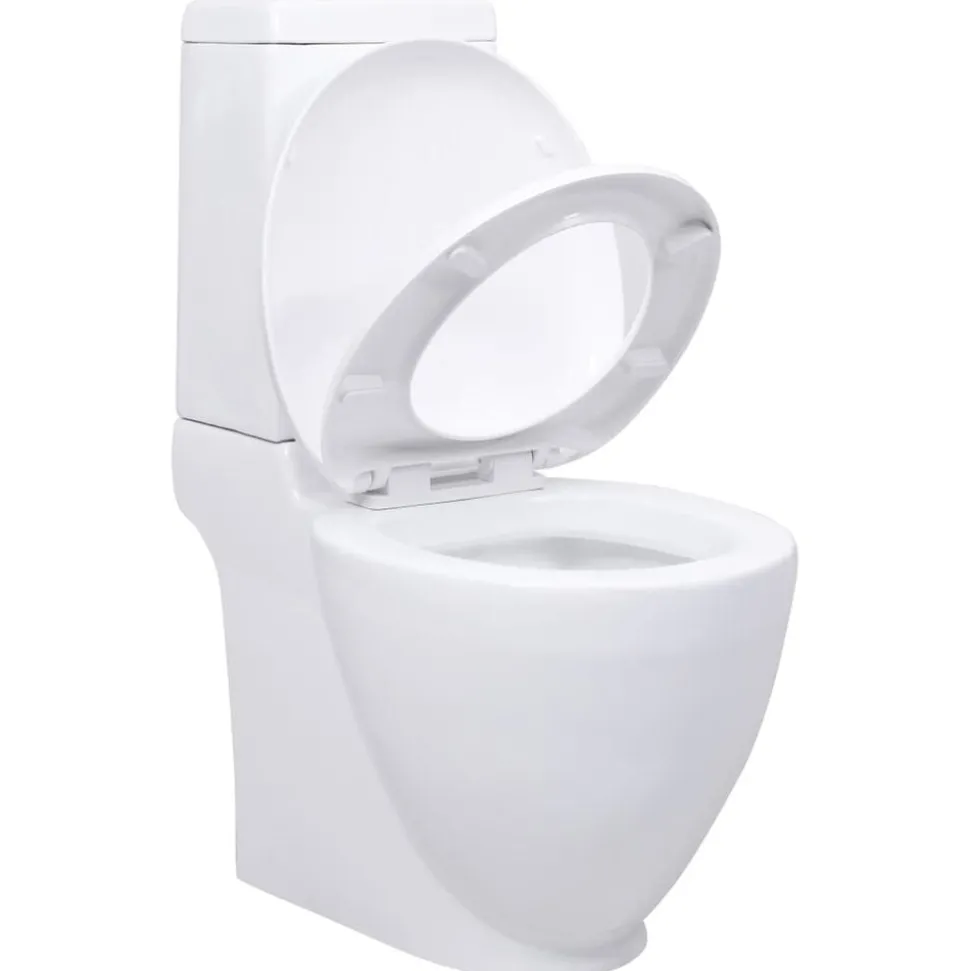 vidaXL Toilet met afvoer achter keramiek wit