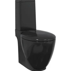 vidaXL Toilet rond afvoer onder keramiek zwart