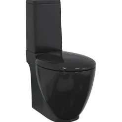 vidaXL Toilet rond afvoer onder keramiek zwart