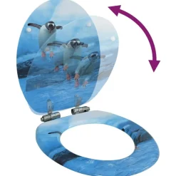 vidaXL Toiletbril met soft-close deksel pinguïn MDF
