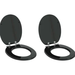 vidaXL Toiletbril met soft-closedeksel 2 st MDF zwart