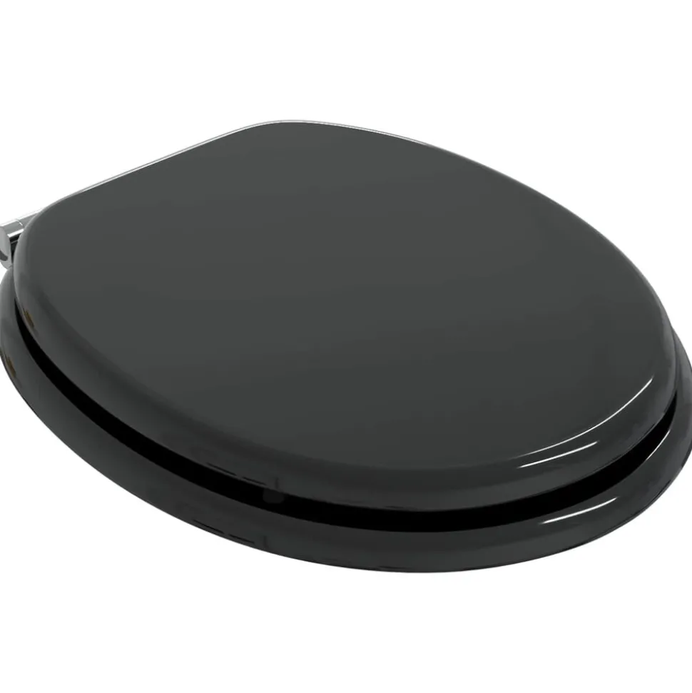 vidaXL Toiletbril met soft-closedeksel 2 st MDF zwart