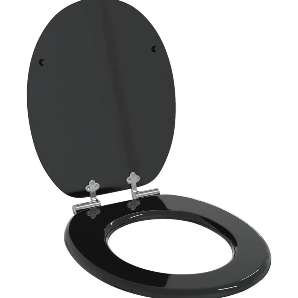vidaXL Toiletbril met soft-closedeksel 2 st MDF zwart