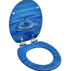 vidaXL Toiletbril met soft-close deksel waterdruppel MDF blauw