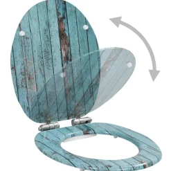 vidaXL Toiletbril met soft-close deksel oud hout MDF