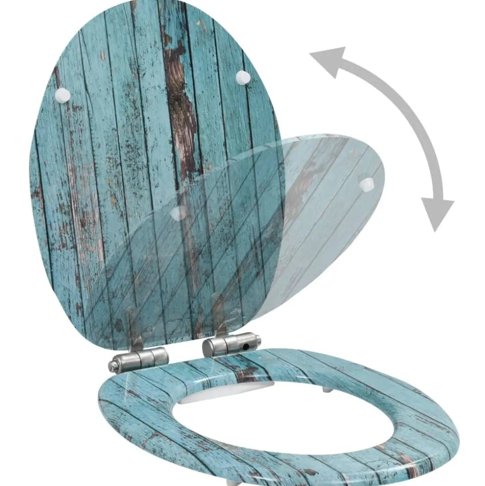 vidaXL Toiletbril met soft-close deksel oud hout MDF