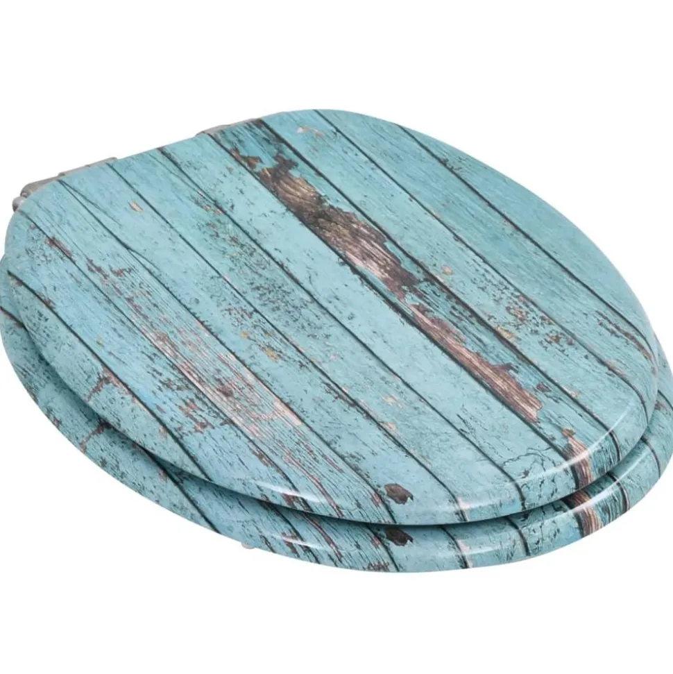 vidaXL Toiletbril met soft-close deksel oud hout MDF