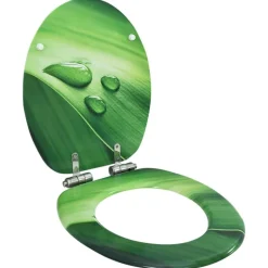 vidaXL Toiletbril met soft-close deksel waterdruppel MDF groen