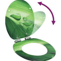 vidaXL Toiletbril met soft-close deksel waterdruppel MDF groen