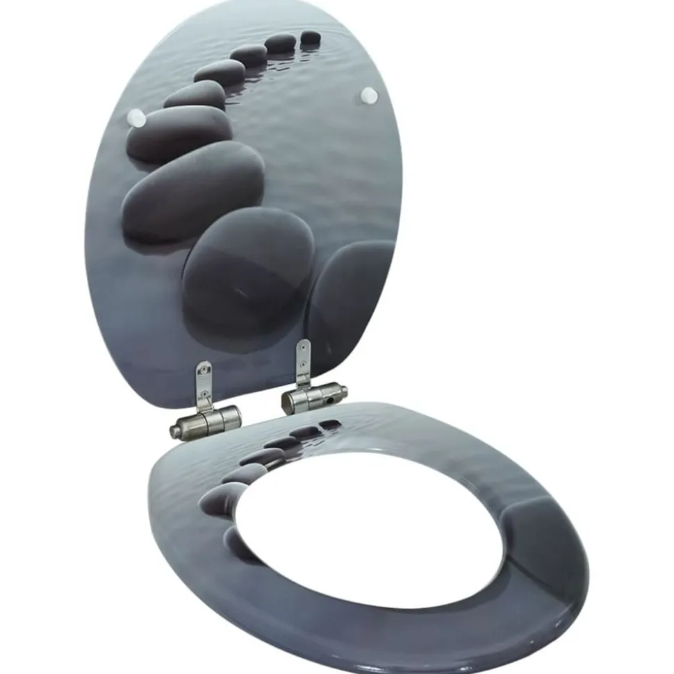 vidaXL Toiletbril met soft-close deksel stenen MDF