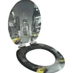 vidaXL Toiletbril met soft-close deksel New York MDF