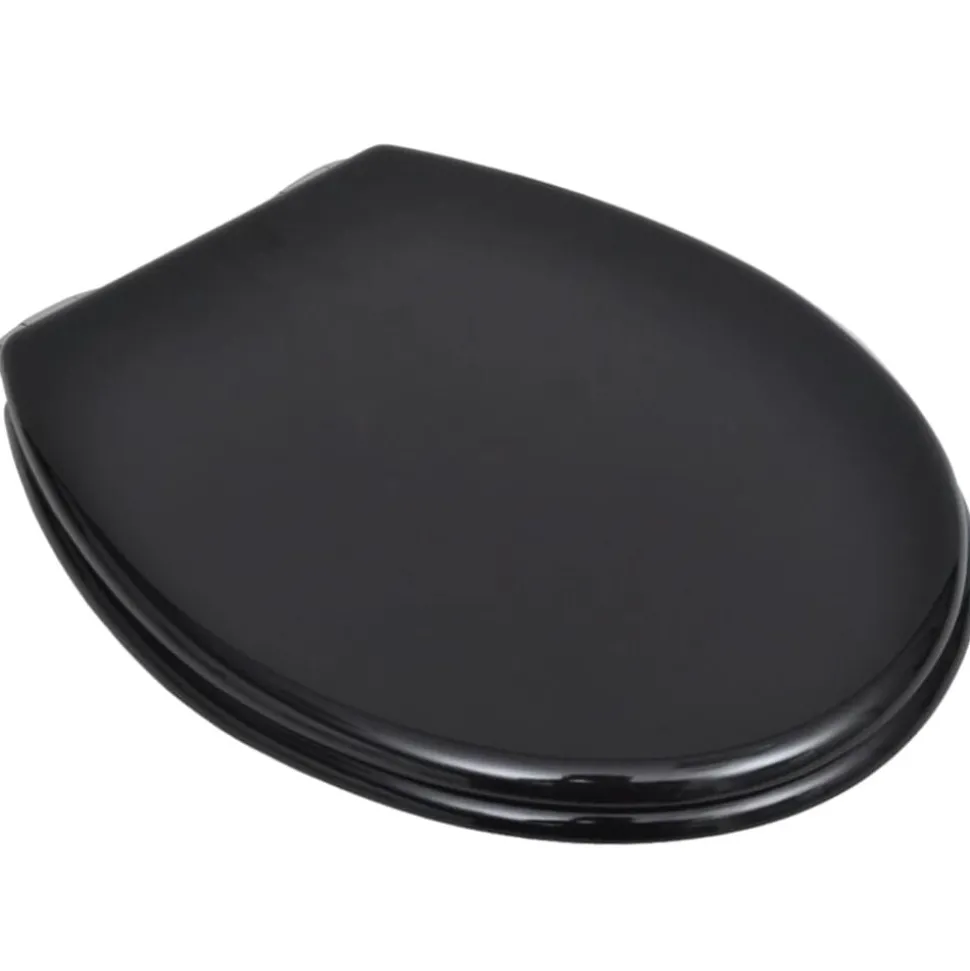 vidaXL Toiletbril soft-close simpel ontwerp MDF zwart
