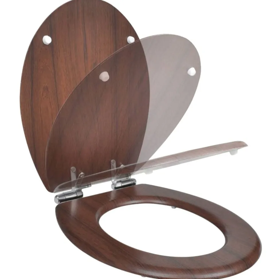 vidaXL Toiletbril soft-close simpel ontwerp MDF bruin